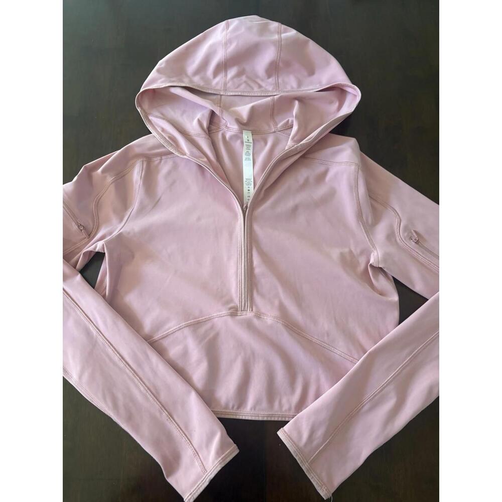 Lululemon Break A Trail 1/2 Zip Hoodie Womens 8 Cropped Pink Performance Stretch